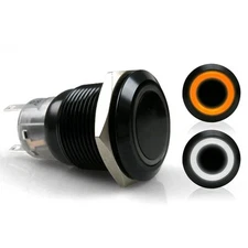19mm Latching Black Anodized Buttons /LED White or Orange Ring Johnny Law Motors