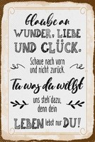 Holzschild 30X20 Cm Glaube An Wunder, Liebe Und GlüCk Deko Geschenk Schild