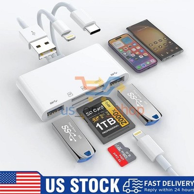 5 in 1 Memory Card Reader USB 3.0 OTG Adapter SD Card Reader For iPhone/iPad US