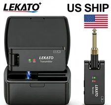 LEKATO Guitar Wireless System Bass Transmitter Receiver 4 Channel + Charging Box