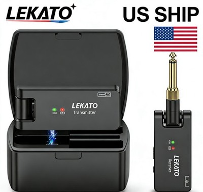 LEKATO WS-100 Wireless Guitar System 2.4GHz Transmitter Receiver w/Charging Case