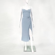 Reformation Kourtney Midi Dress Women’s Size 4 Dewdrop Blue Polka Dot Slit
