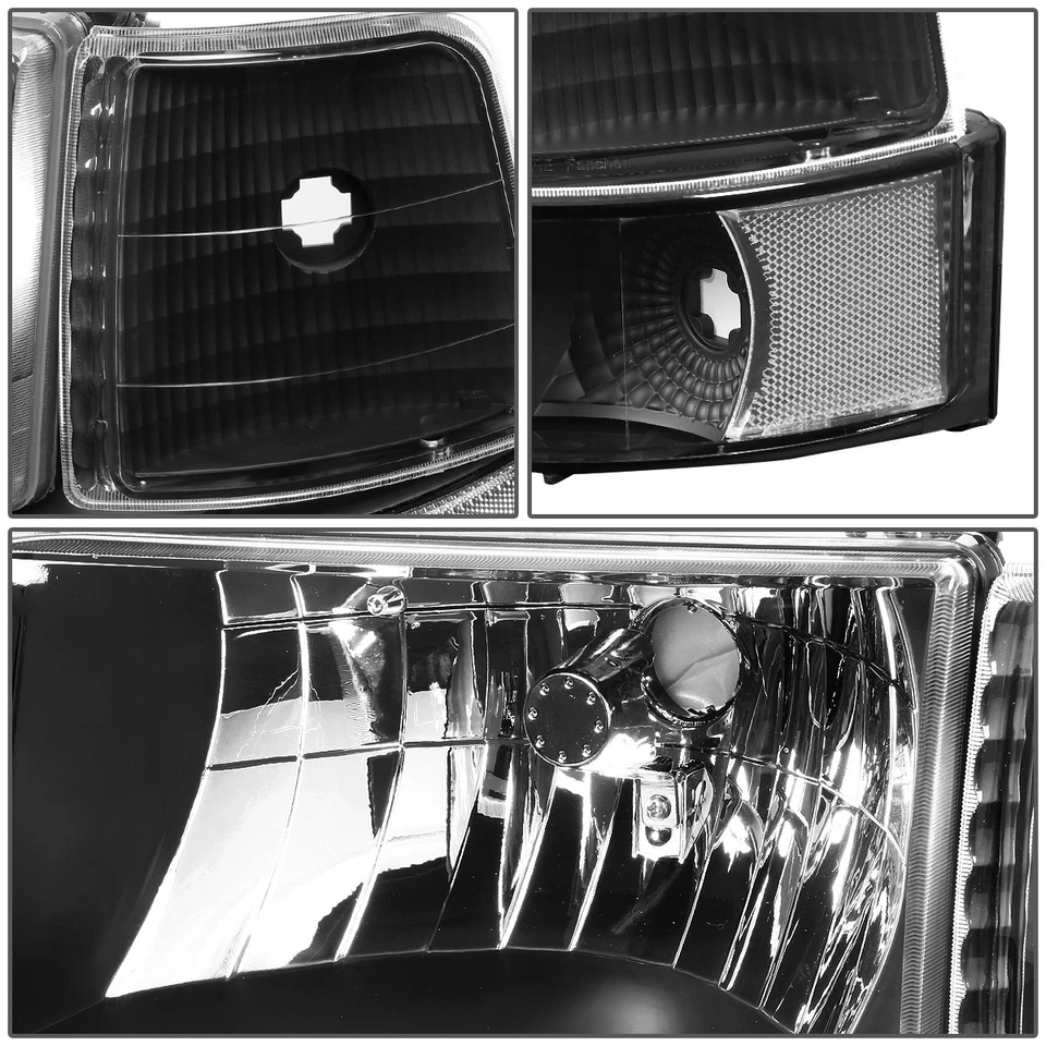 PARA 92-96 FORD F150 F250 F350 LED DRL CARCASA NEGRA FAROS ESQUINEROS TRANSPARENTES LÁMPARAS Foto 2 de 4