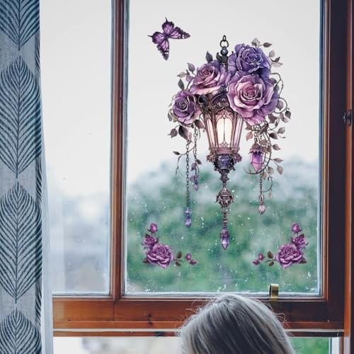 Rub on Transfer Sticker for Furniture Crafts Purple Street Lantern and Roses - Picture 6 of 7