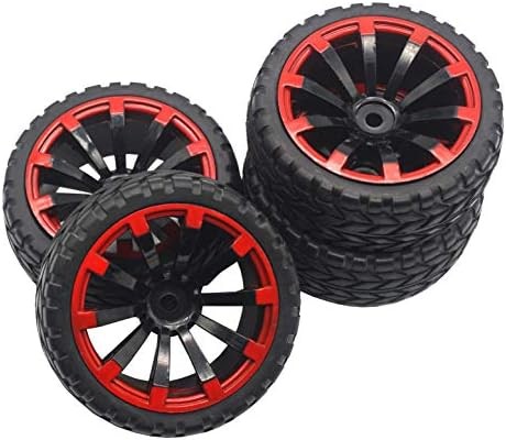 Hex Wheel Rims and Rubber Tires Set for 1/10 RC Touring Drift Cars