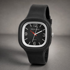 Excellanc Unisex Reloj de Pulsera Negro Correa de Silicona Analógico Cuarzo 45 mm Deportivo