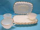 Vintage Anchor Hocking Milk Glass Snack Plates and Cups, Set of 3