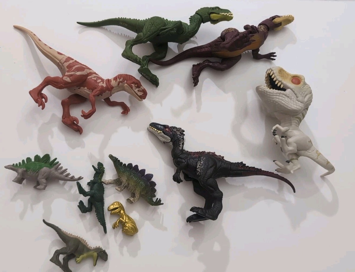Lot of Dinosaur Action Figures – T-Rex, Raptors, Stegosaurus