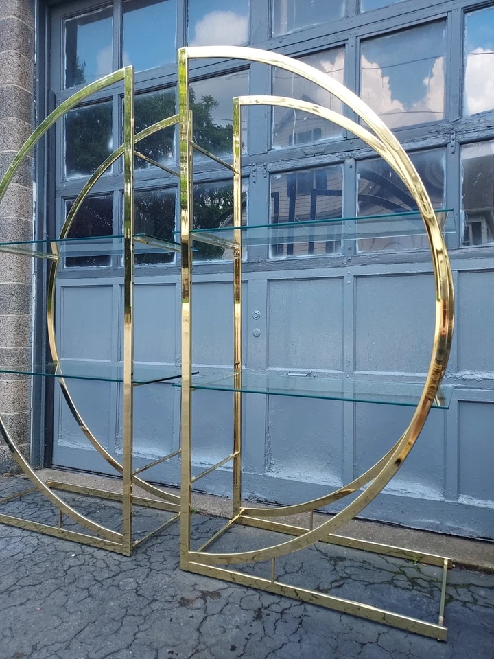 Vintage MILO BAUGHMAN DOUBLE D Brass Etagere MID CENTURY MODERN Shelving Display - Image 4 of 4