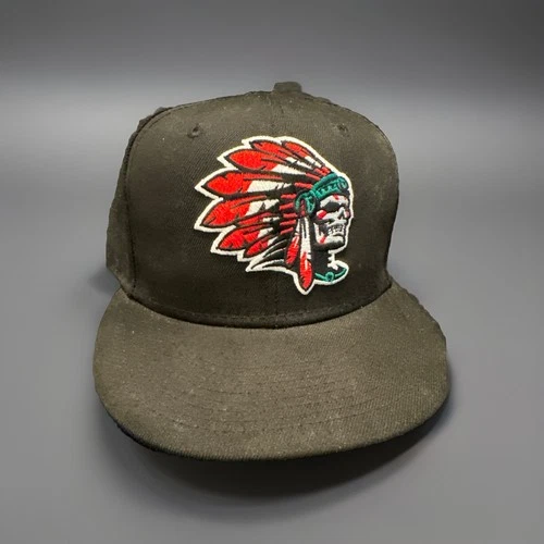 Skull Chief New Era 59Fifty Baseball Cap Hat Fitted 7 3/8 Hat Club Black