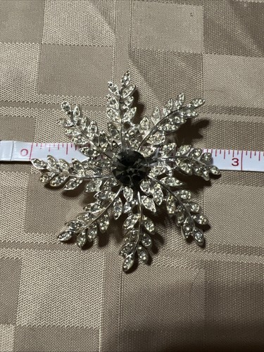 Sarah Coventry Abend Schneeflocke große rauchige Strass Brosche Anstecknadel 812 Vintage - Bild 11 von 11