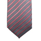 NEW ERMENEGILDO ZEGNA Silk Tie Red Silver Striped Gray Italy Men's Necktie