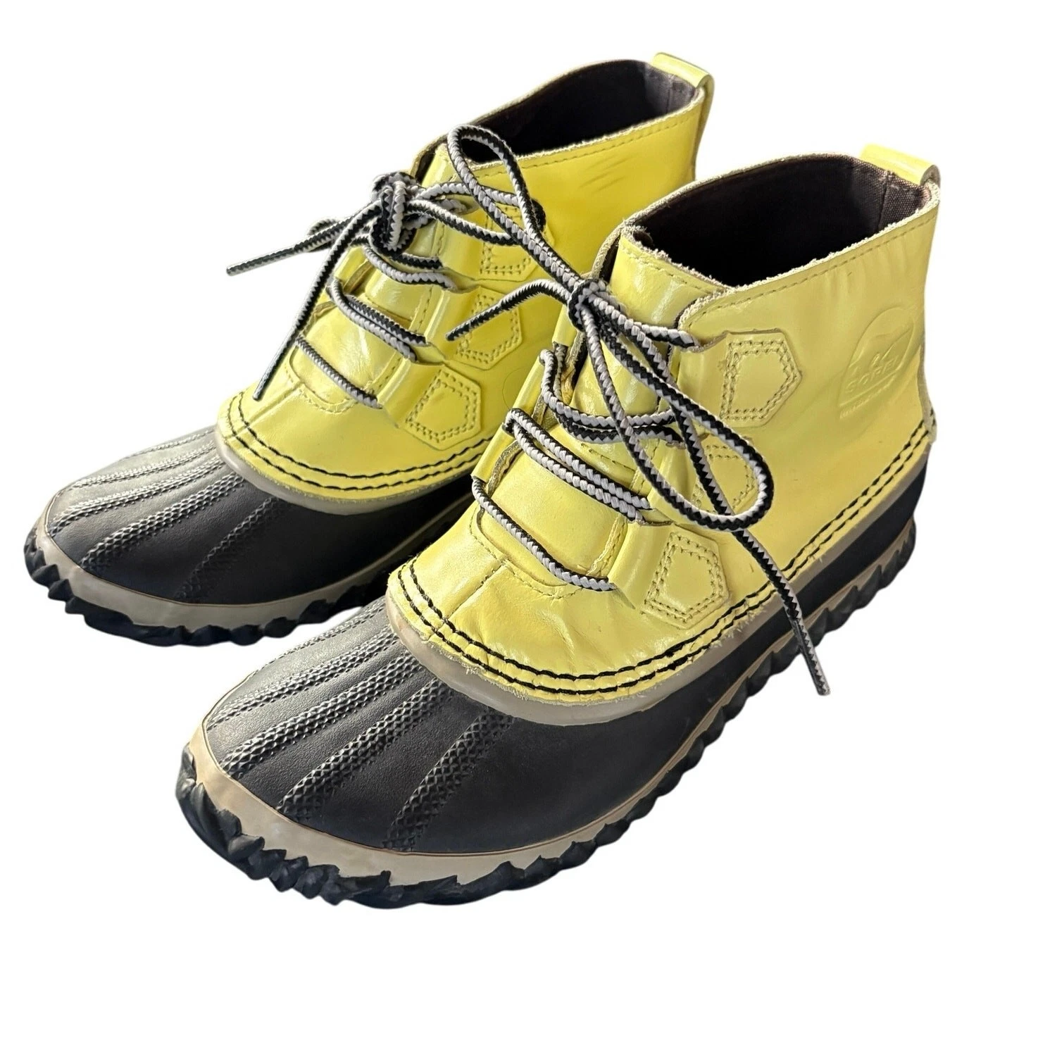 Sorel Yellow Weatherproof Rain Duck Boots Hiking Camping Spring Outdoors Size 6
