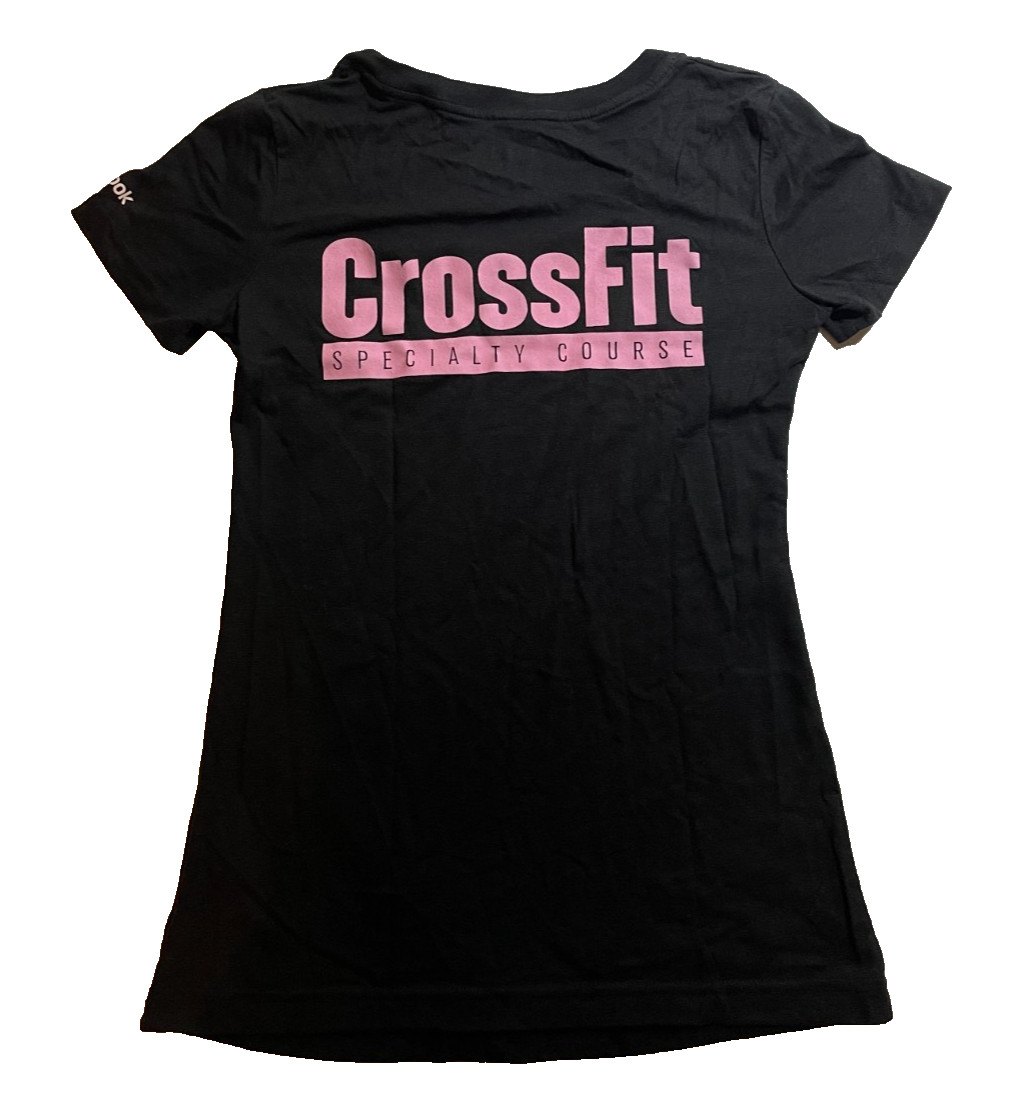 Reebok CrossFit Gymnastics V-Neck T-Shirt – Women’s Small – Black/Pink – NEW thumbnail 2