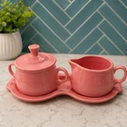 Fiesta Creamer Sugar Lid Tray 4-Piece Set Peony Fiestaware Homer Laughlin Retro