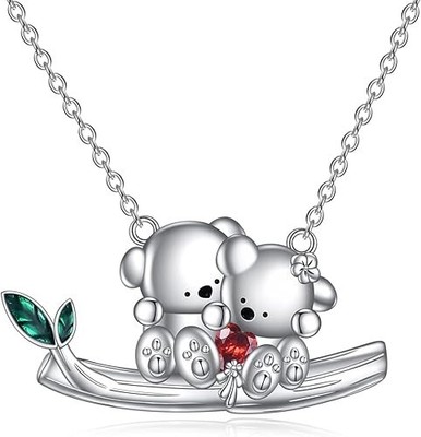 925 Sterlingsilber Bär Anhänger Halskette Schmuck Geschenk für Frauen Mädchen