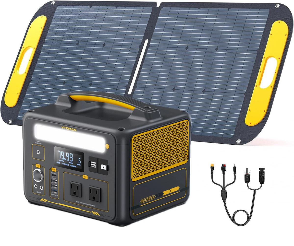 VTOMAN Jump 600X Power Station with 110W Solar Panel 600W/299Wh Solar  Generator