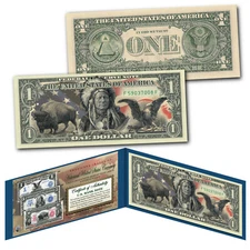 Americana Images of Historical U.S. Currency Genuine Legal Tender $1 Bill EAGLE