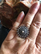 Silver Plated Sun Ray Dome Ring Size 8 Artisan Southwest
