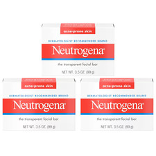 Neutrogena Transparent Facial Bar- Acne-Prone Skin Formula Soap 3.5oz:3 Pack NEW