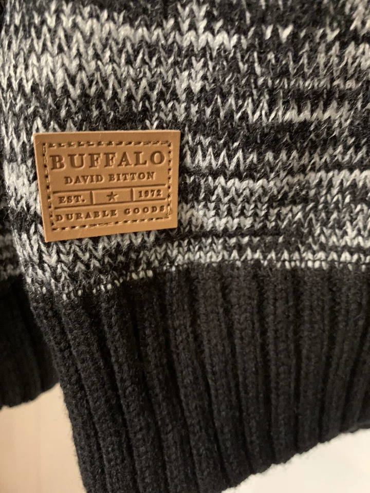 Suéter Pullover Negro Buffalo David Bitton Para Hombre Talla S Manga Larga Cuello Simulado Foto 3 de 4