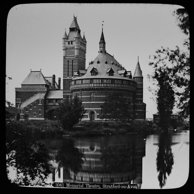 ANTIKES magisches Laternendia MEMORIAL HALL STRATFORD UPON AVON UM 1900 FOTO