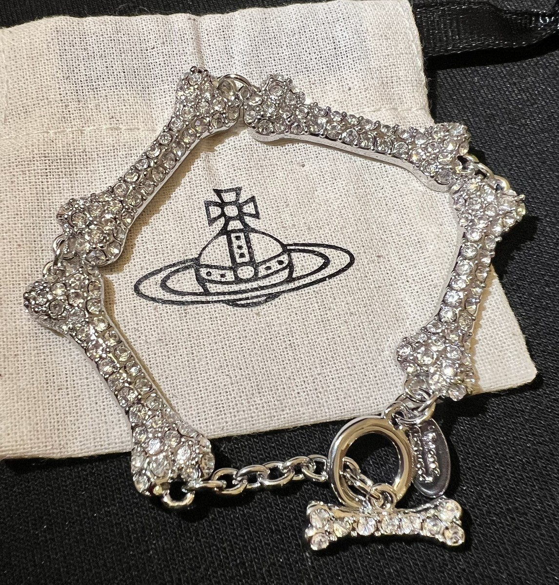 Vivienne Westwood Nana Full Crystal Bling Bone Bracelet #244