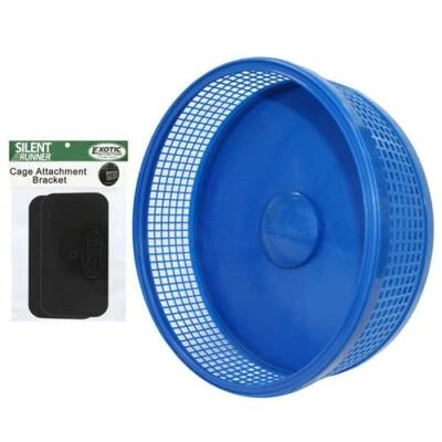 EXOTIC NUTRITION Silent Runner Pro Blue - Durable Pet Exercise Wheel with Cage Attachment