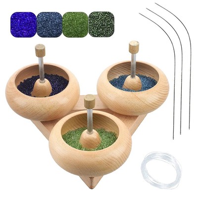 Wooden Bead Spinner Triangular Base-3 Spinner with Bearing 3 Needle 3 MTR Thread