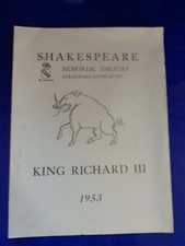 Vintage programme Shakespeare Memorial Theatre 1953 King Richard III