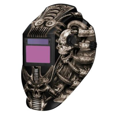 METAL MAN Welding Helmet Gray Skull Shade Auto Darkening Adjustable Headgear