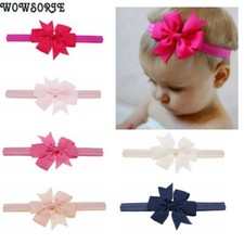 Tiara Bowknot Headband - Pink Elastic Bow Hairband Children Headwear Accessories