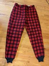 VINTAGE WOOLRICH WOOL HUNTING PANTS LINED RED  BLACK BUFFALO PLAID USA MADE 36