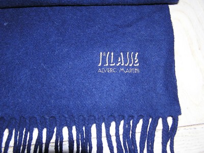 Châle/écharpe Alvero Martini 100% Laine - Occasion, Bleu, Foulard Carré En Laine Pure