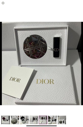 DIOR Set Silver Cannage Double Sided Mirror & DIOR Lipstick #720 Icone - Picture 6 of 6