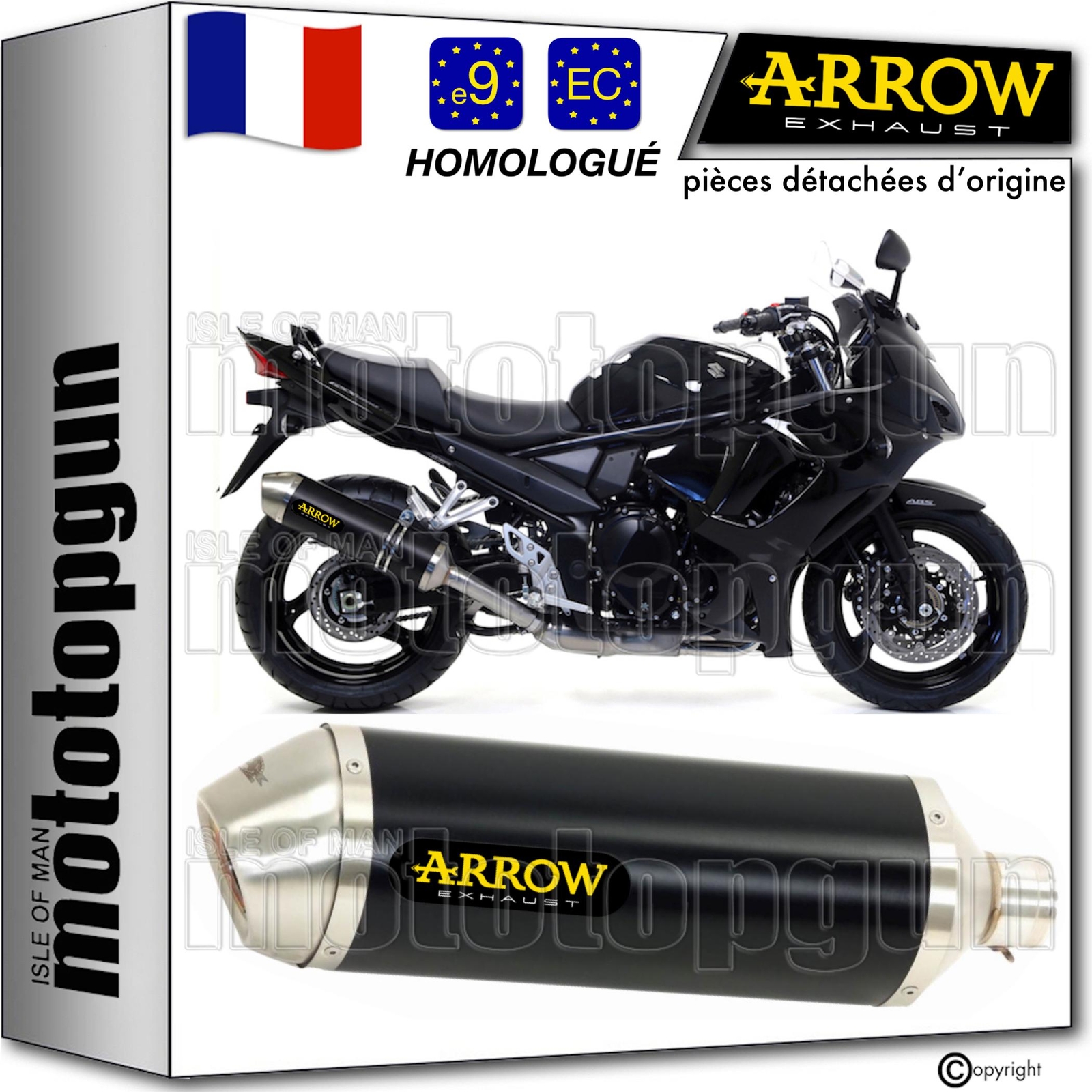 Silencieux Arrow Race-Tech noir Suzuki GSX1250FA 2016 echappement moto