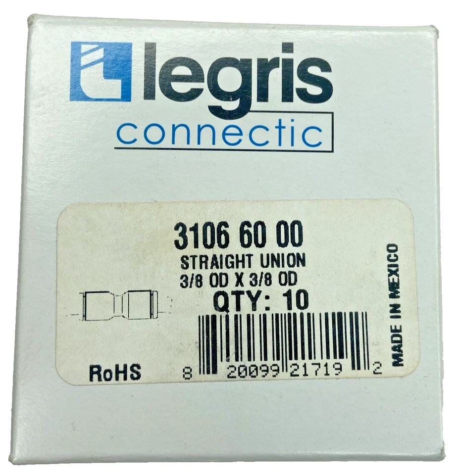 Legris 3106-60-00 Plastic Union, Black 3/8" Lot Of 10 New In Box Push to Connect - Image 3 of 4