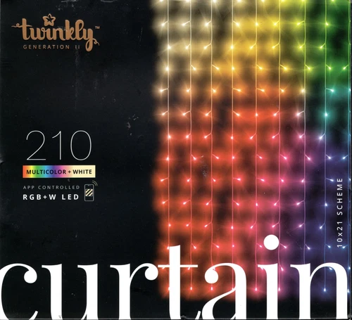 TWINKLY GENERATION II CURTAIN RGB+W LED LIGHTS 210CT RGB APP CONTROLLED - NEW!