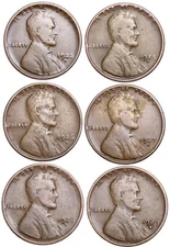 1920-D - 1929-D ALL DENVER MINT Lincoln Wheat Cent Pennies G/VG (6 COIN LOT)