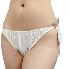 Womens 100 Silk Low-Rise Bikinis Underwear Knickers Cute Brief Side Tie Panties