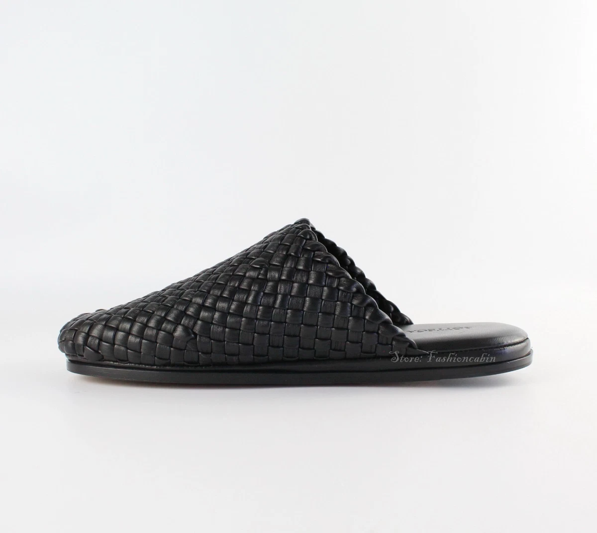 New BOTTEGA VENETA Intrecciato Woven Leather Mule, Black, EU41  