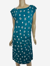Loft Sheath Dress Size L Sleeveless Green w White Flowers Rayon/Spandex Pullover
