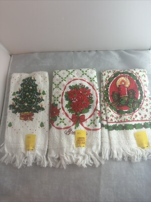 Kmart Christmas Themed FingerTip Towels New With Tags Loot Of 3