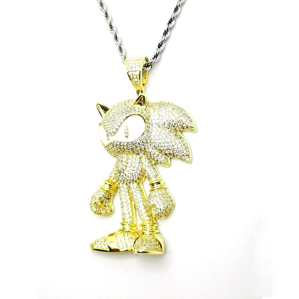 辉煌莫桑石 14K 黄金珐琅声波刺猬吊坠 2.5 — 第 3/4 张图片