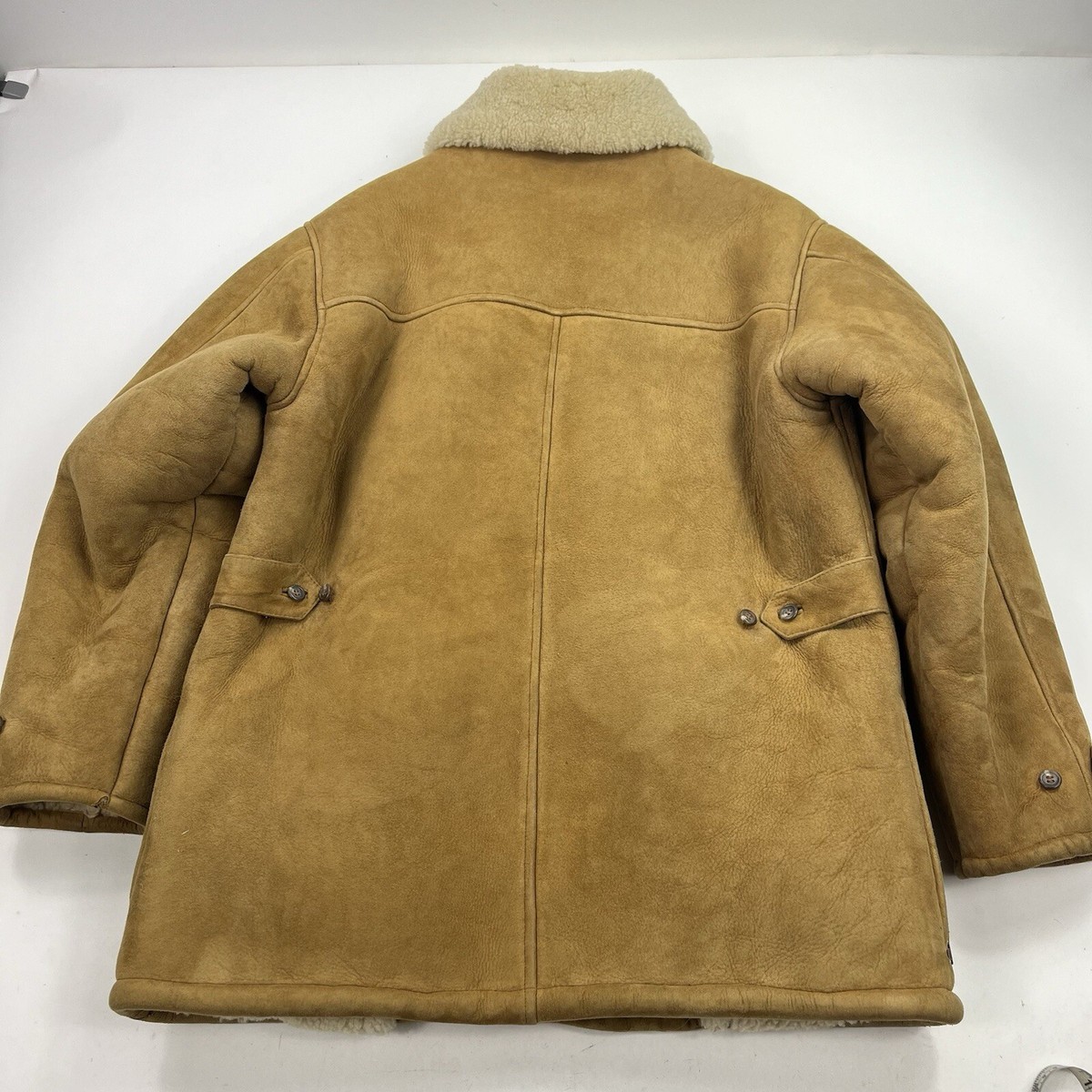 Vintage Polo Ralph Lauren Shearling Lined Suede Car Coat Sz