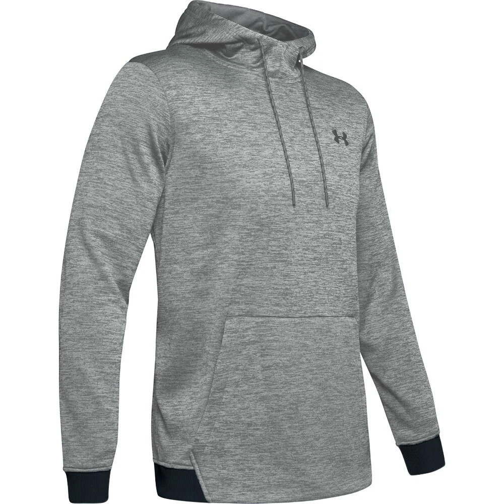 Mens Under Armour Coldgear Fleece Loose Fit Twist Hoodie Gray Large