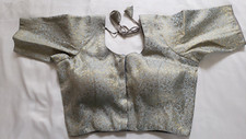 Saree Blouse Choli Stitched Light Blue Zari Thread Work Padded Lined 34"- 36"