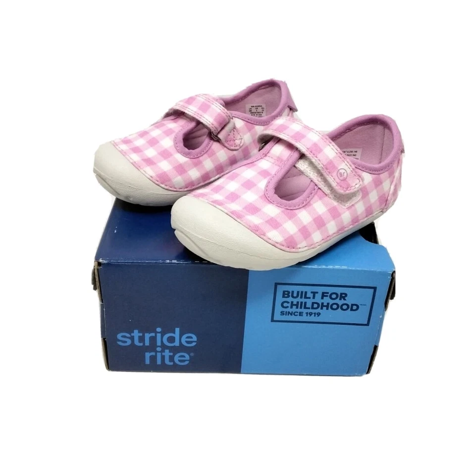 Zapato Stride Rite Hanna Niña Pequeña Varios Tallas Informal Rosa y Guinga Nuevo con Caja Foto 3 de 3