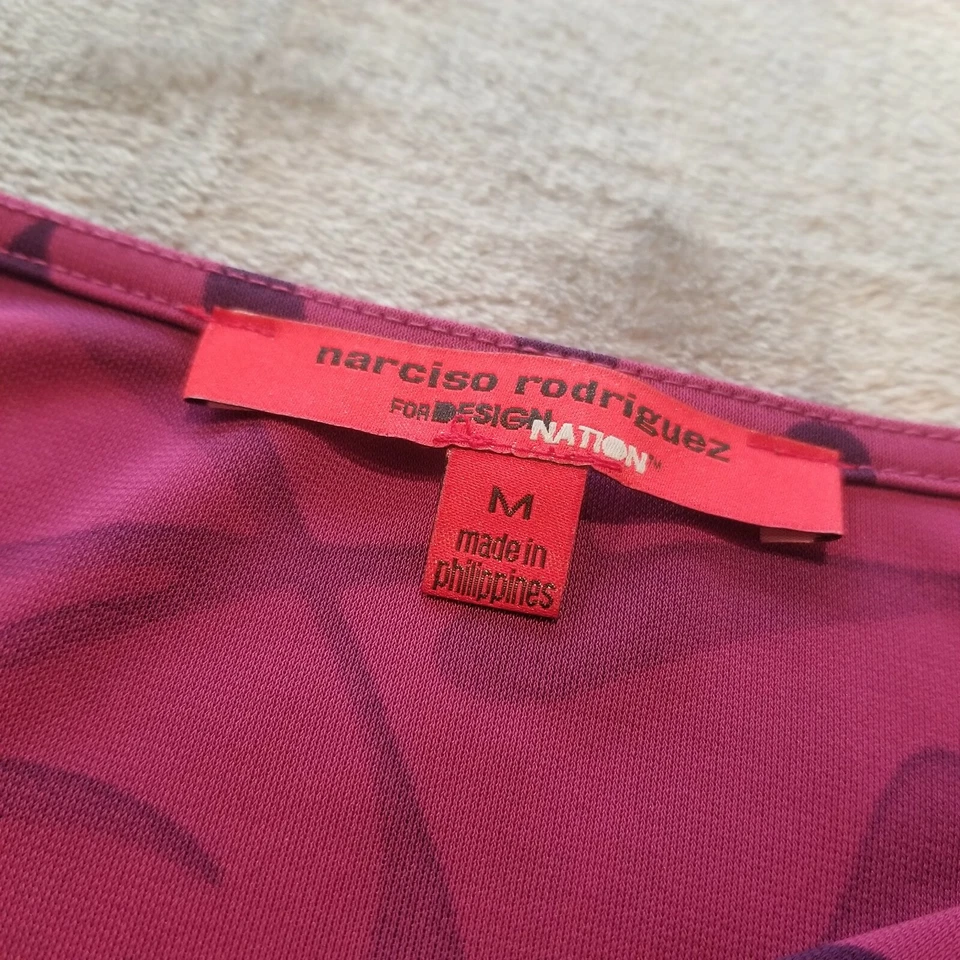 Blusa Narciso Rodriguez Top Mujer Mangas Medianas Largas Cuello Asimétrico Púrpura Foto 3 de 4