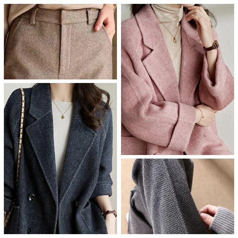 Ткань в елочку из шерстяной смеси толщиной 1,3 мм для рукоделия для шитья пальто сделай сам 1 мX150 см - Изображение 4 из 4